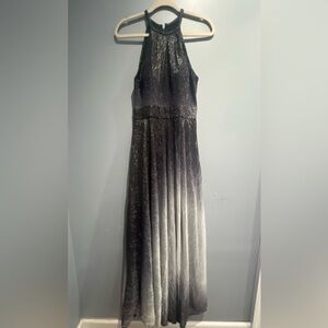 Aqua Black and Gray Maxi Dress